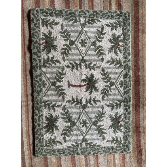 C & F Enterprises Other - C & F Enterprises Wool Hand Hooked Palm Tree Tropical Accent Rug 23x34 Green